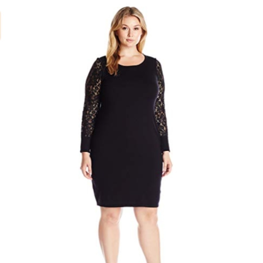 Calvin Klein Plus Size Lace Sleeve Sweater Dress